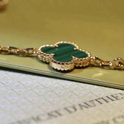 [Novalux]LUCKY CLOVER 5-MOTIF BRACELET - MALACHITE COLLECTION