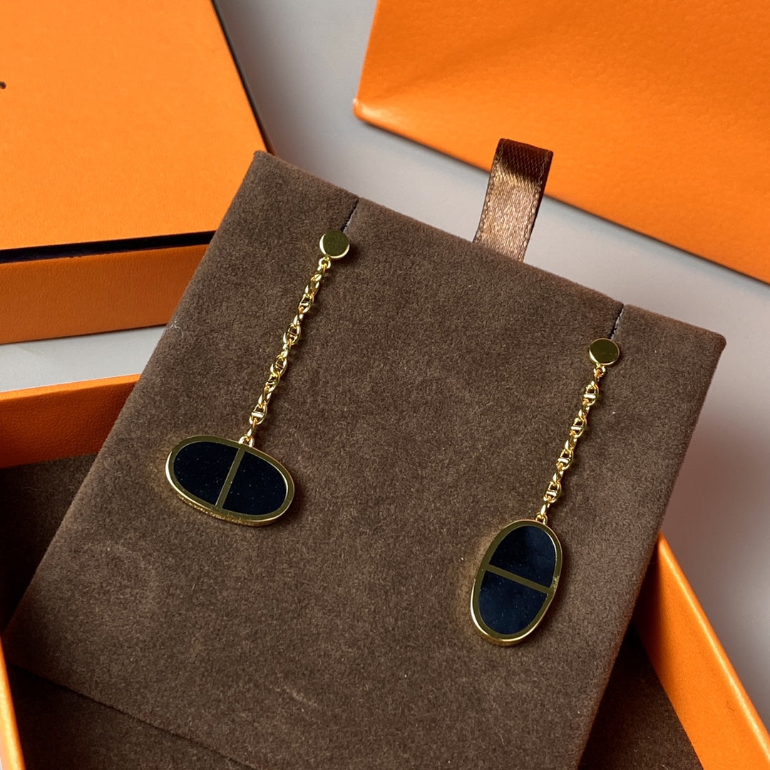 [Novalux]CHAINE VERSO BLACK CERAMIC EARRINGS