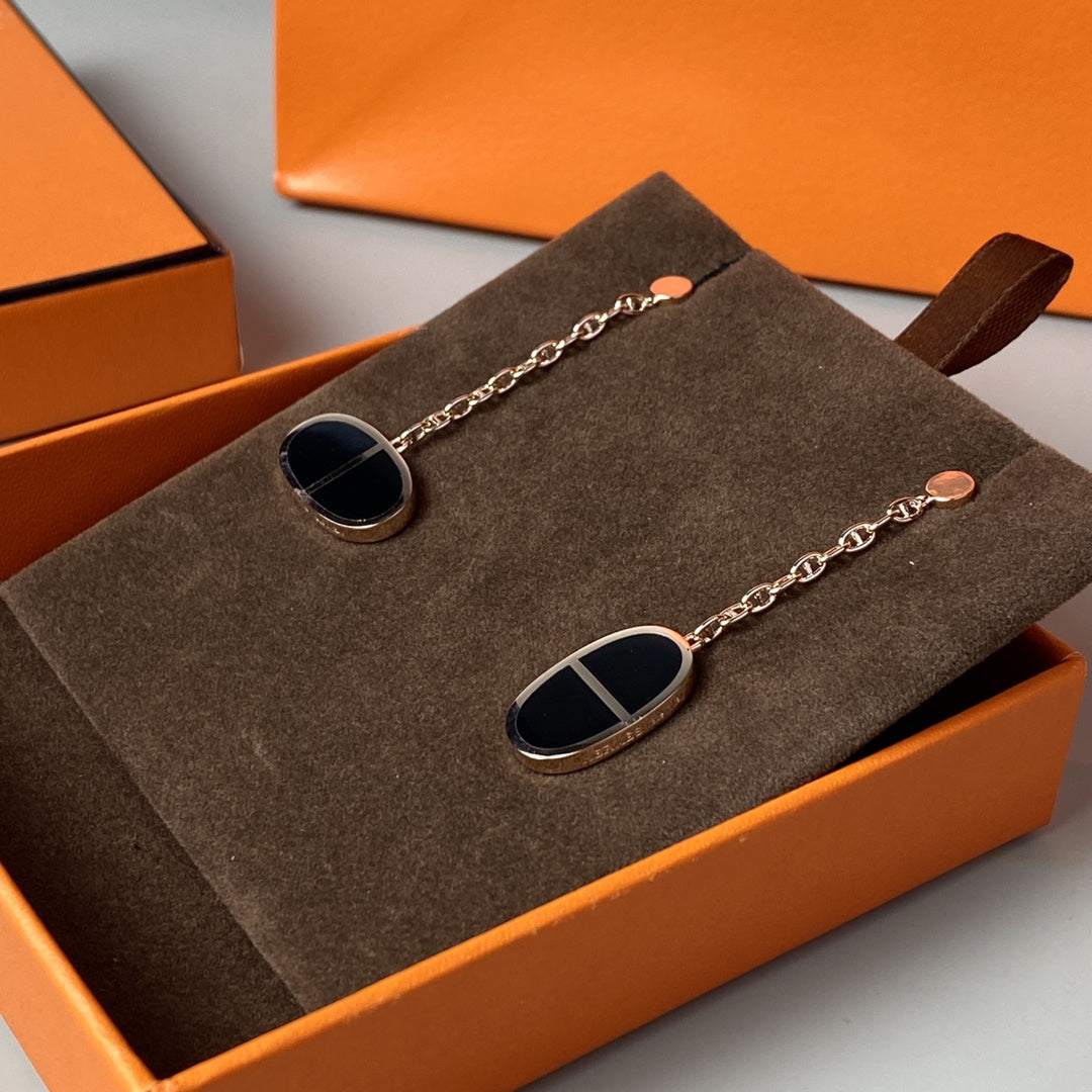[Novalux]CHAINE VERSO BLACK CERAMIC EARRINGS