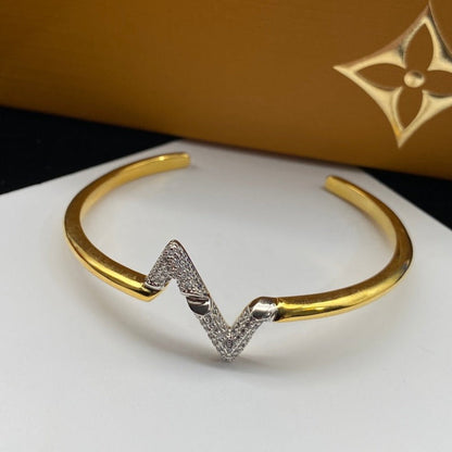 [Novalux]VOLTE UPSITE DOWN DIAMOND GOLD OPEN BRACELET
