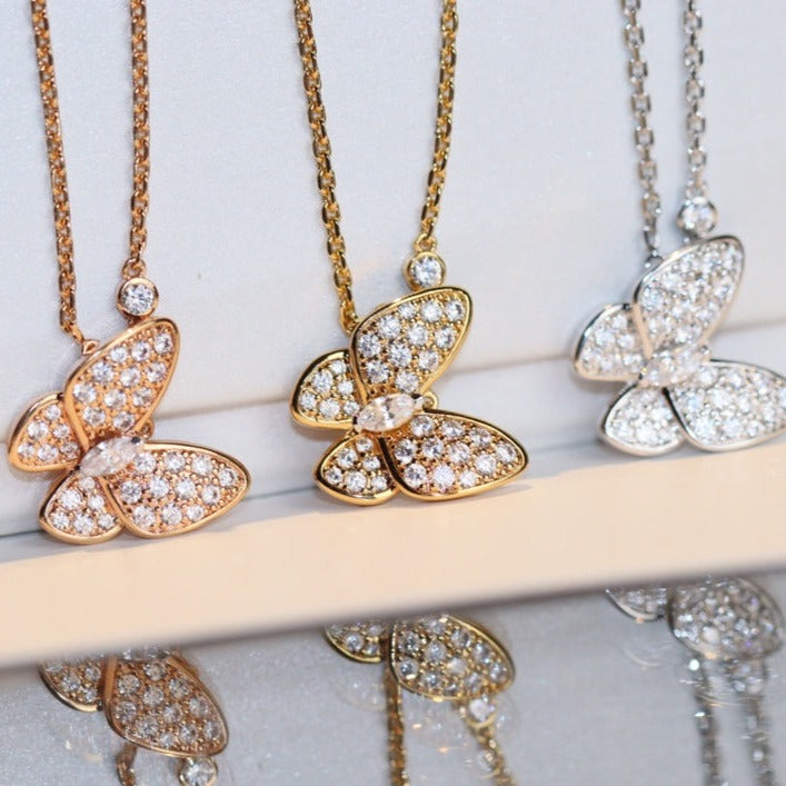 [Novalux]BUTTERFLY DIAMOND CHARM NECKLACE