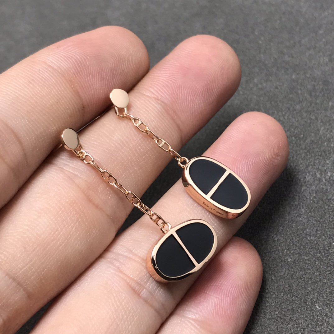 [Novalux]CHAINE VERSO BLACK CERAMIC SILVER EARRINGS