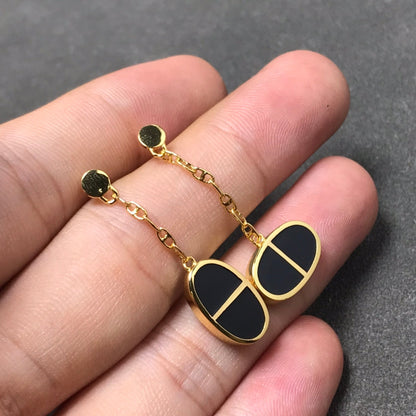 [Novalux]CHAINE VERSO BLACK CERAMIC SILVER EARRINGS