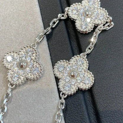 [Novalux]LUCKY CLOVER 5-MOTIF BRACELET - FULL-DIAMOND