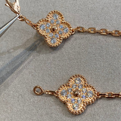 [Novalux]LUCKY CLOVER 5-MOTIF BRACELET - FULL-DIAMOND