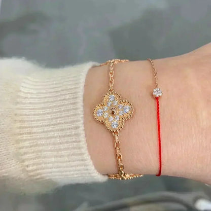[Novalux]LUCKY CLOVER 5-MOTIF BRACELET - FULL-DIAMOND