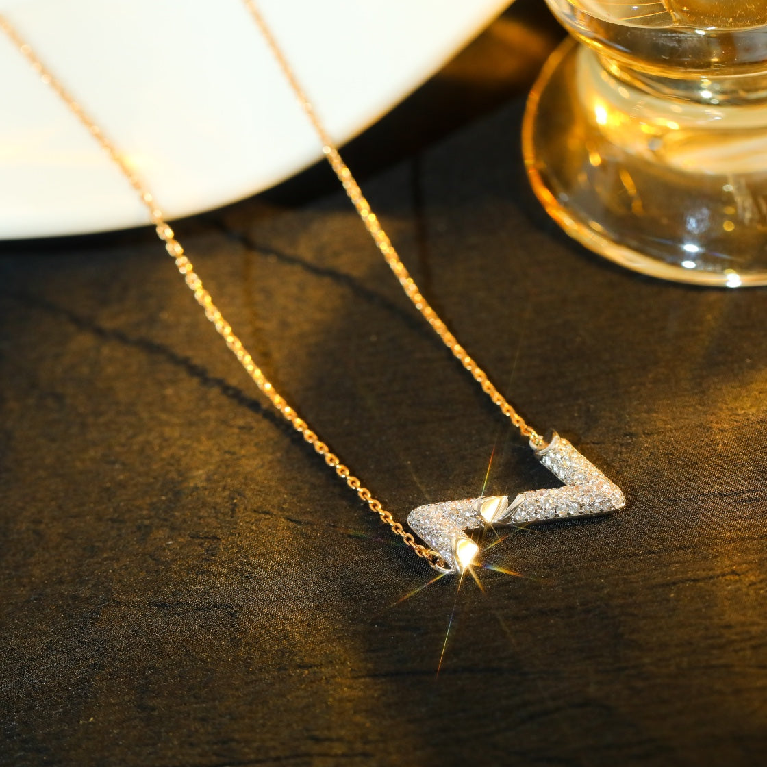 [Novalux]VOLT SILVER DIAMOND PEDANT NECKLACE