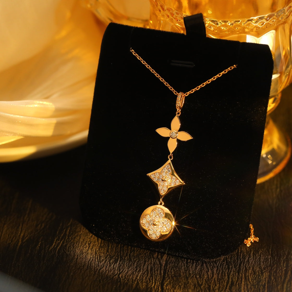 [Novalux]STAR AND SUN DIAMOND ROSE GOLD NECKLACE