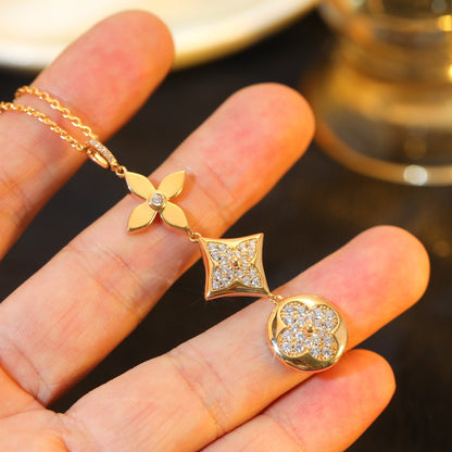 [Novalux]STAR AND SUN DIAMOND ROSE GOLD NECKLACE