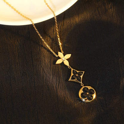 [Novalux]STAR AND SUN ONYX ROSE GOLD NECKLACE