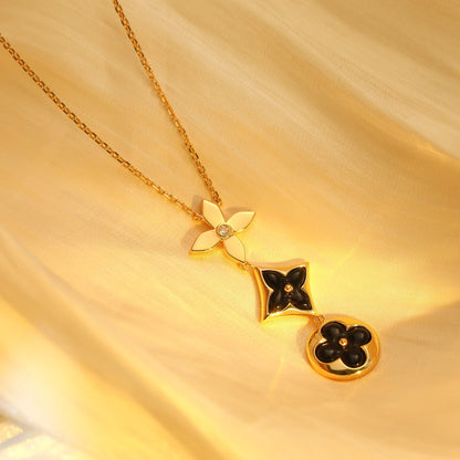 [Novalux]STAR AND SUN ONYX ROSE GOLD NECKLACE