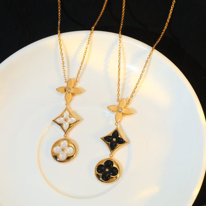 [Novalux]STAR AND SUN ONYX ROSE GOLD NECKLACE