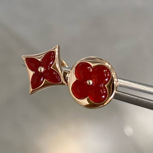 [Novalux]STAR AND SUN ROSE GOLD CARNELIAN STUD EARRINGS