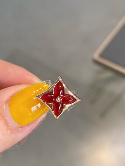 [Novalux]STAR AND SUN ROSE GOLD CARNELIAN STUD EARRINGS