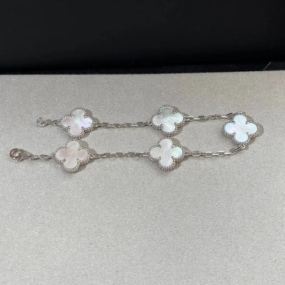 [Novalux]LUCKY CLOVER 5-MOTIF BRACELET - WHITE MOTHER-OF-PEARL COLLECTION