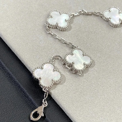 [Novalux]LUCKY CLOVER 5-MOTIF BRACELET - WHITE MOTHER-OF-PEARL COLLECTION