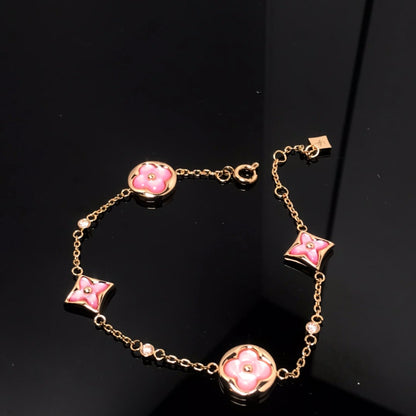 [Novalux]STAR AND SUN 4 MOTIF PINK MOP ROSE GOLD BRACELET