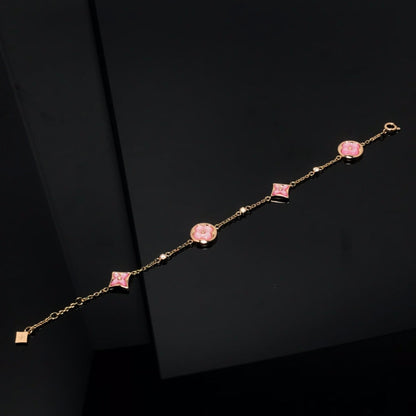 [Novalux]STAR AND SUN 4 MOTIF PINK MOP ROSE GOLD BRACELET