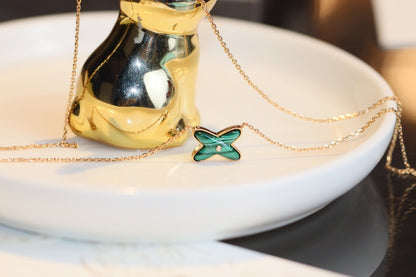 [Novalux]JEUX MALACHITE 1 DIAMOND ROSE GOLD NECKLACE