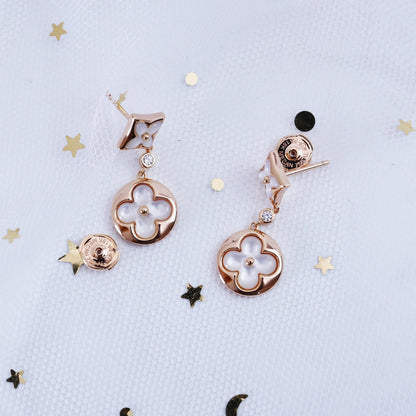 [Novalux]STAR AND SUN ROSE GOLD MOP DROP EARRINGS