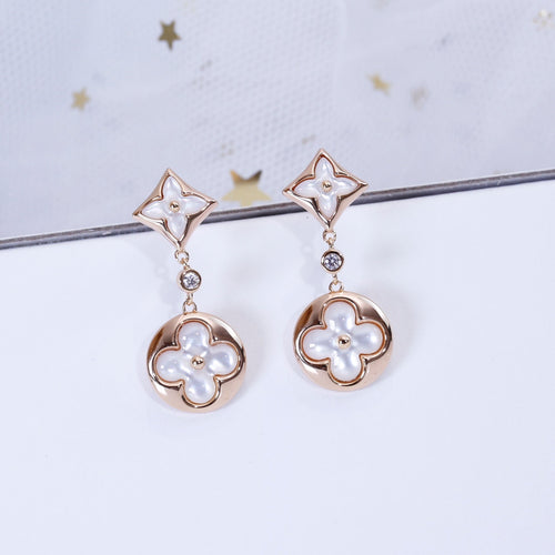 [Novalux]STAR AND SUN ROSE GOLD MOP DROP EARRINGS