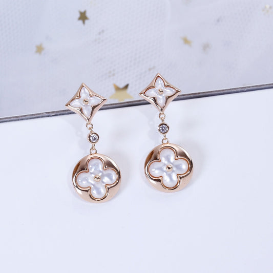 [Novalux]STAR AND SUN ROSE GOLD MOP DROP EARRINGS