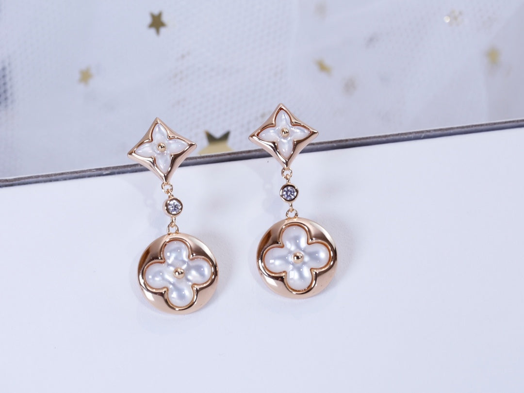 [Novalux]STAR AND SUN ROSE GOLD MOP DROP EARRINGS
