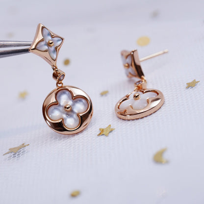 [Novalux]STAR AND SUN ROSE GOLD MOP DROP EARRINGS