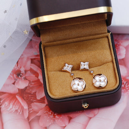 [Novalux]STAR AND SUN ROSE GOLD MOP DROP EARRINGS