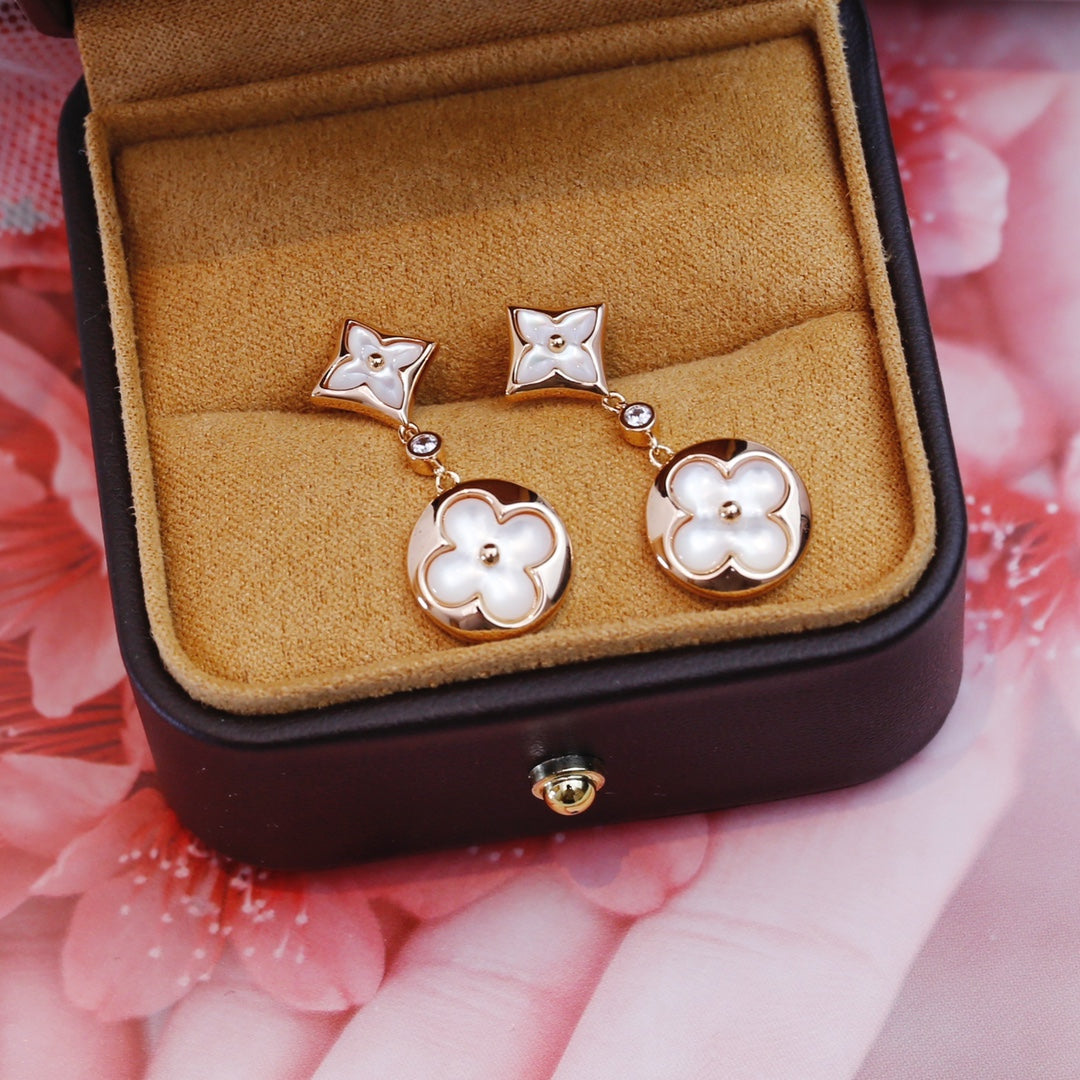 [Novalux]STAR AND SUN ROSE GOLD MOP DROP EARRINGS