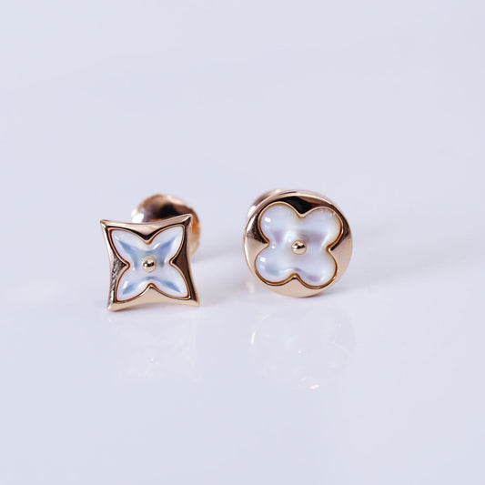 [Novalux]STAR AND SUN ROSE GOLD MOP STUD EARRINGS
