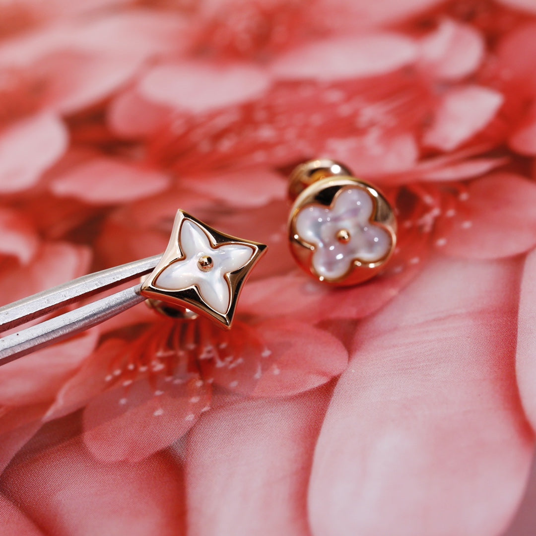[Novalux]STAR AND SUN ROSE GOLD MOP STUD EARRINGS