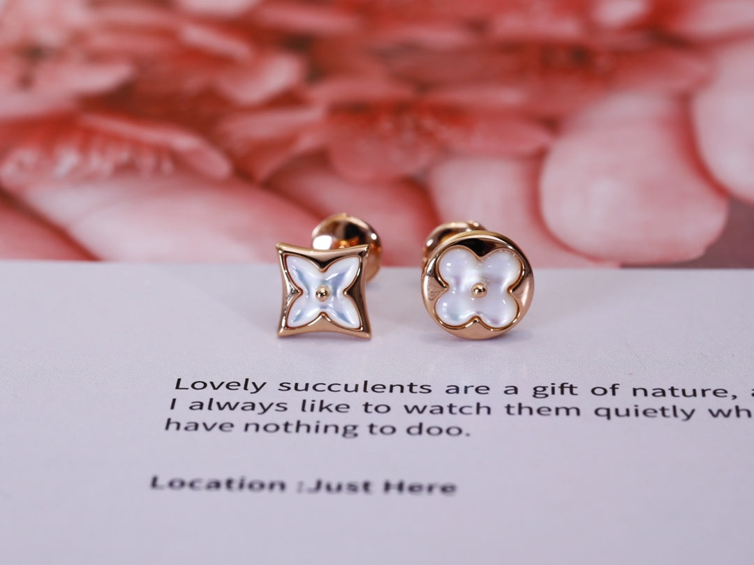 [Novalux]STAR AND SUN ROSE GOLD MOP STUD EARRINGS