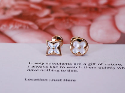 [Novalux]STAR AND SUN ROSE GOLD MOP STUD EARRINGS