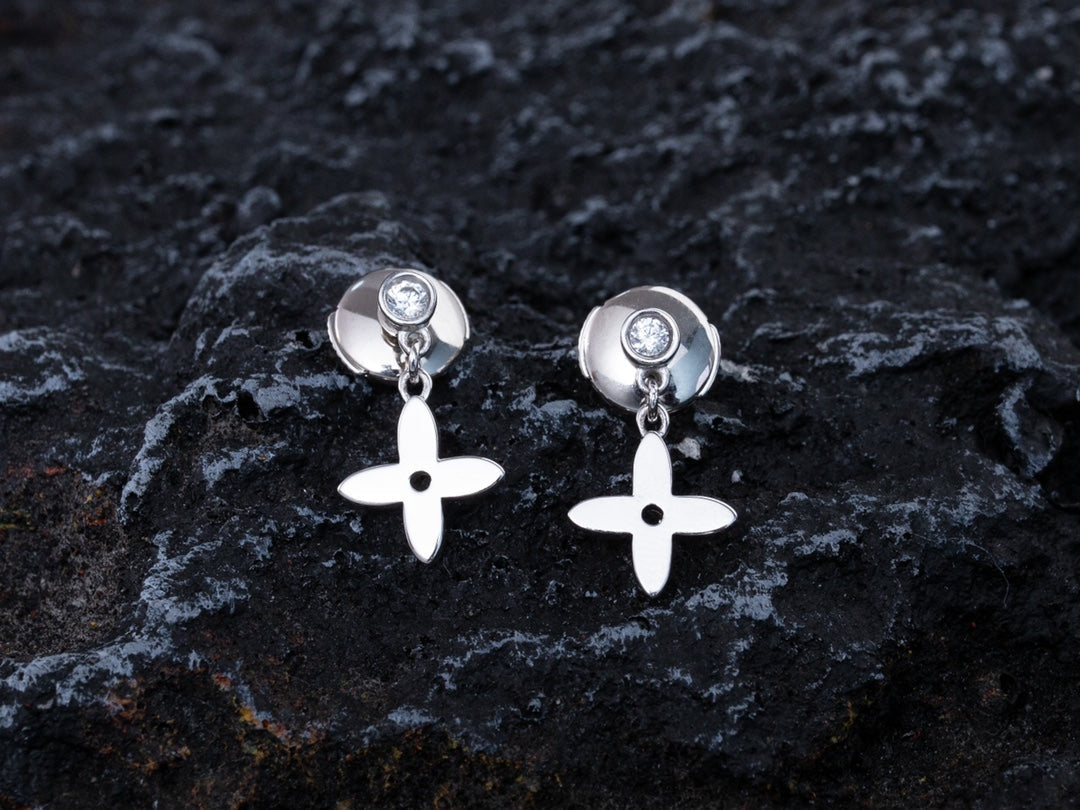 [Novalux]VIDYLLE SILVER DIAMOND MINI DROP EARRINGS