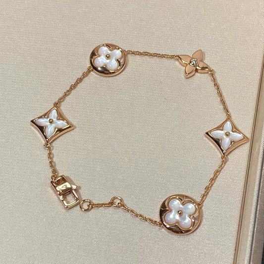 [Novalux]STAR AND SUN 5 MOTIF MOP ROSE GOLD BRACELET