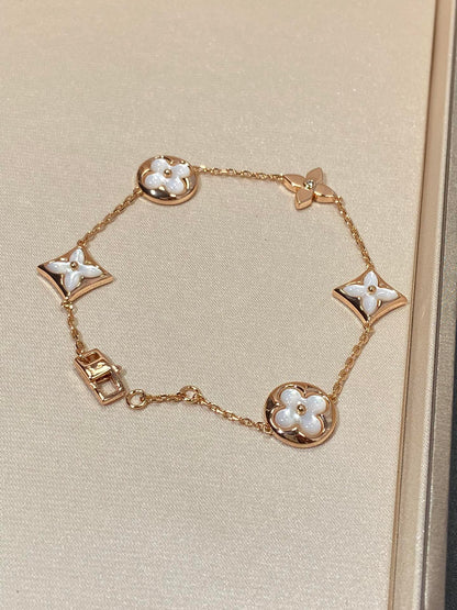 [Novalux]STAR AND SUN 5 MOTIF MOP ROSE GOLD BRACELET