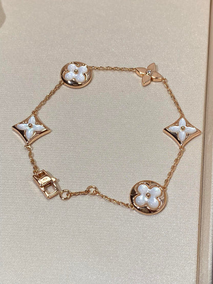 [Novalux]STAR AND SUN 5 MOTIF MOP ROSE GOLD BRACELET