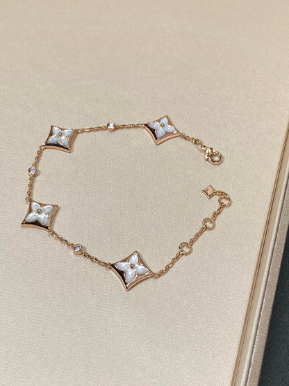 [Novalux]STAR 4 MOTIF MOP DIAMOND ROSE GOLD BRACELET