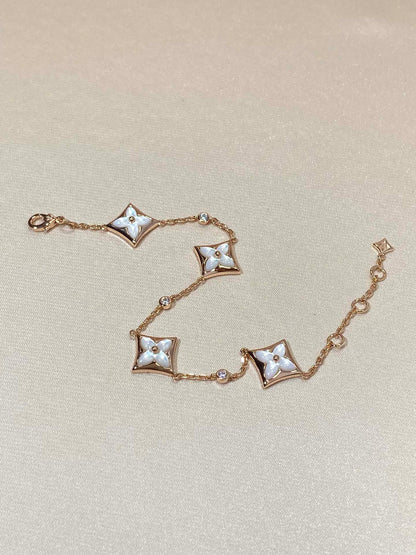 [Novalux]STAR 4 MOTIF MOP DIAMOND ROSE GOLD BRACELET