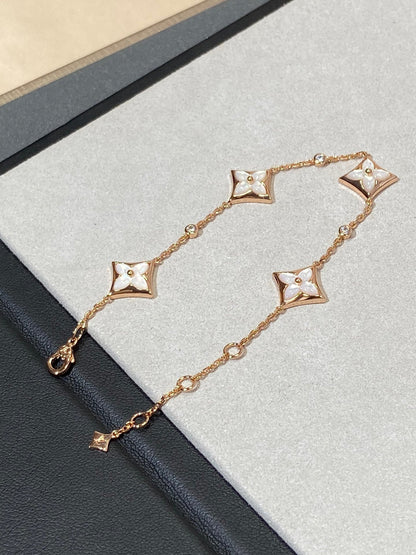 [Novalux]STAR 4 MOTIF MOP DIAMOND ROSE GOLD BRACELET