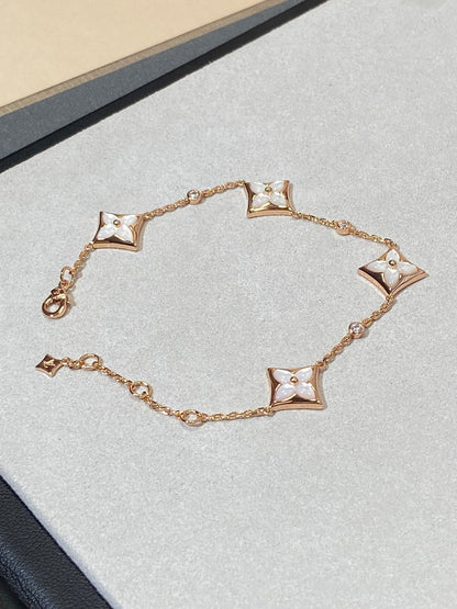 [Novalux]STAR 4 MOTIF MOP DIAMOND ROSE GOLD BRACELET
