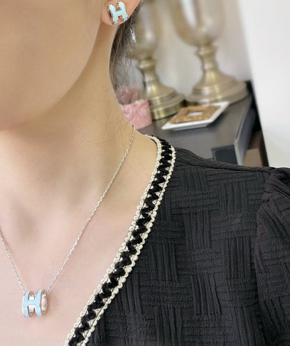 [Novalux]POP H SKY BLUE STUD EARRINGS