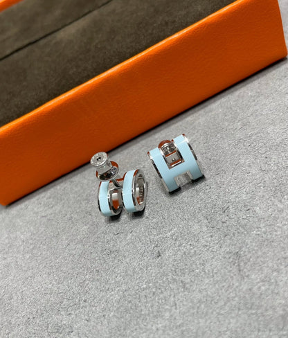 [Novalux]POP H SKY BLUE STUD EARRINGS