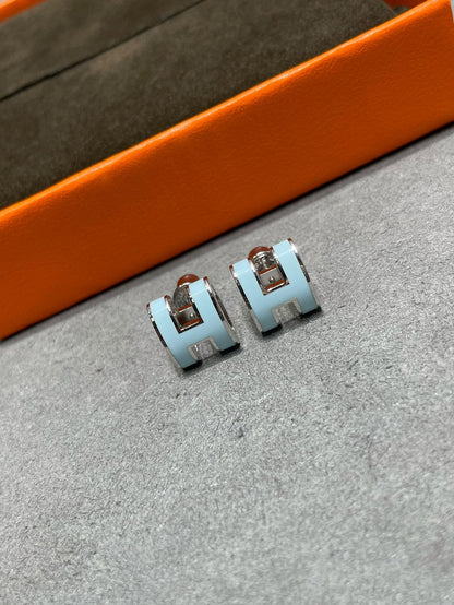 [Novalux]POP H SKY BLUE STUD EARRINGS
