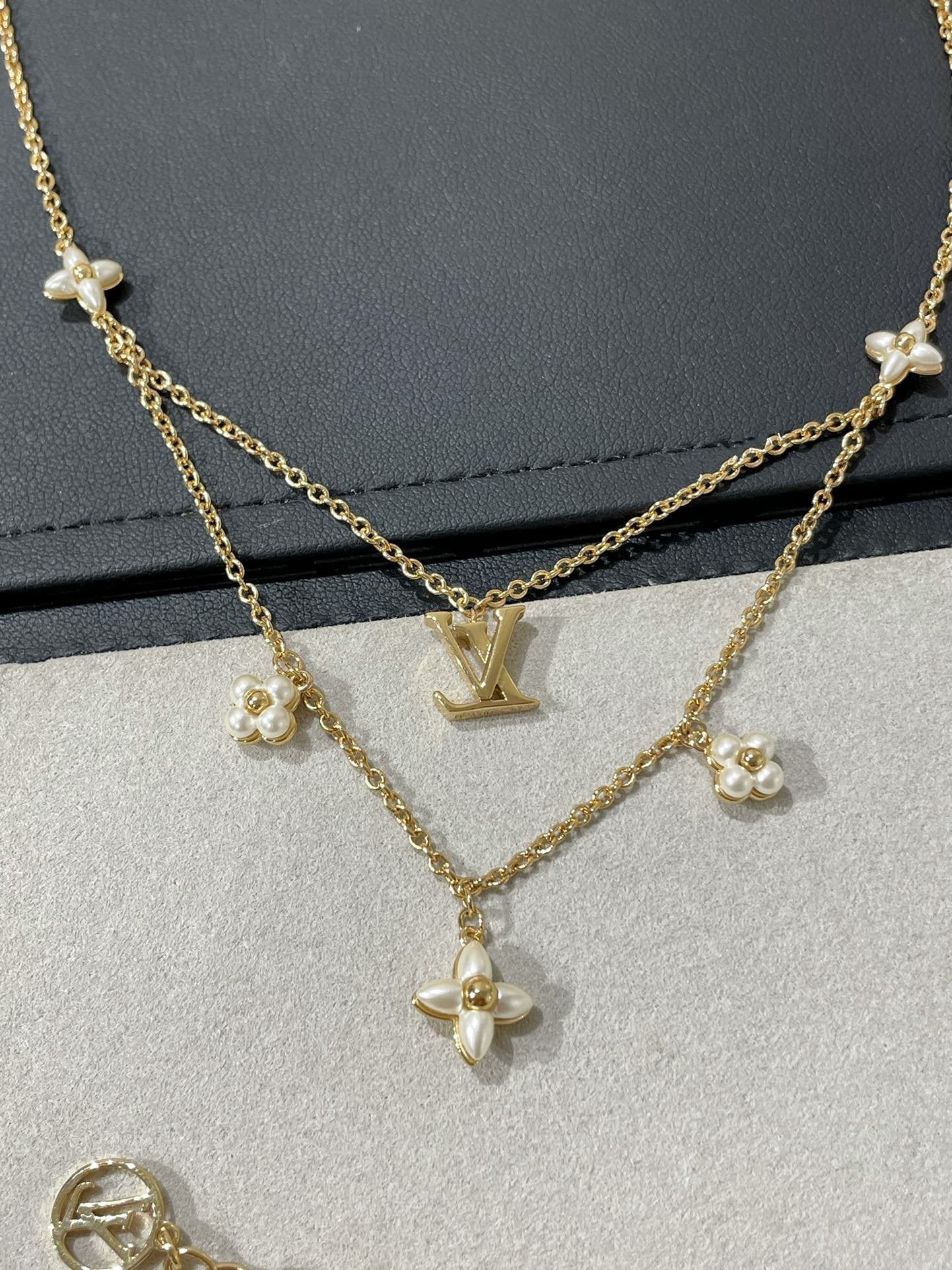 [Novalux]FLOWERGRAM GOLD MOP DOUBLE ROW NECKLACE