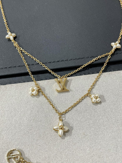 [Novalux]FLOWERGRAM GOLD MOP DOUBLE ROW NECKLACE