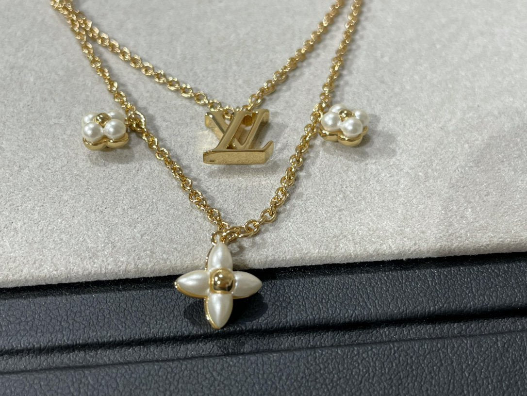 [Novalux]FLOWERGRAM GOLD MOP DOUBLE ROW NECKLACE