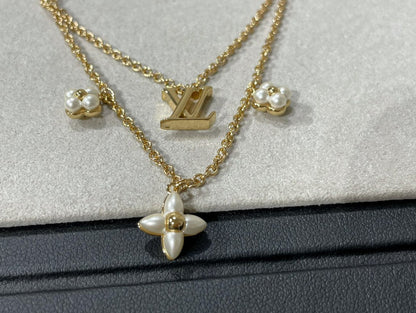 [Novalux]FLOWERGRAM GOLD MOP DOUBLE ROW NECKLACE