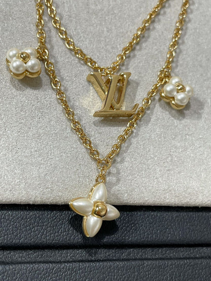 [Novalux]FLOWERGRAM GOLD MOP DOUBLE ROW NECKLACE